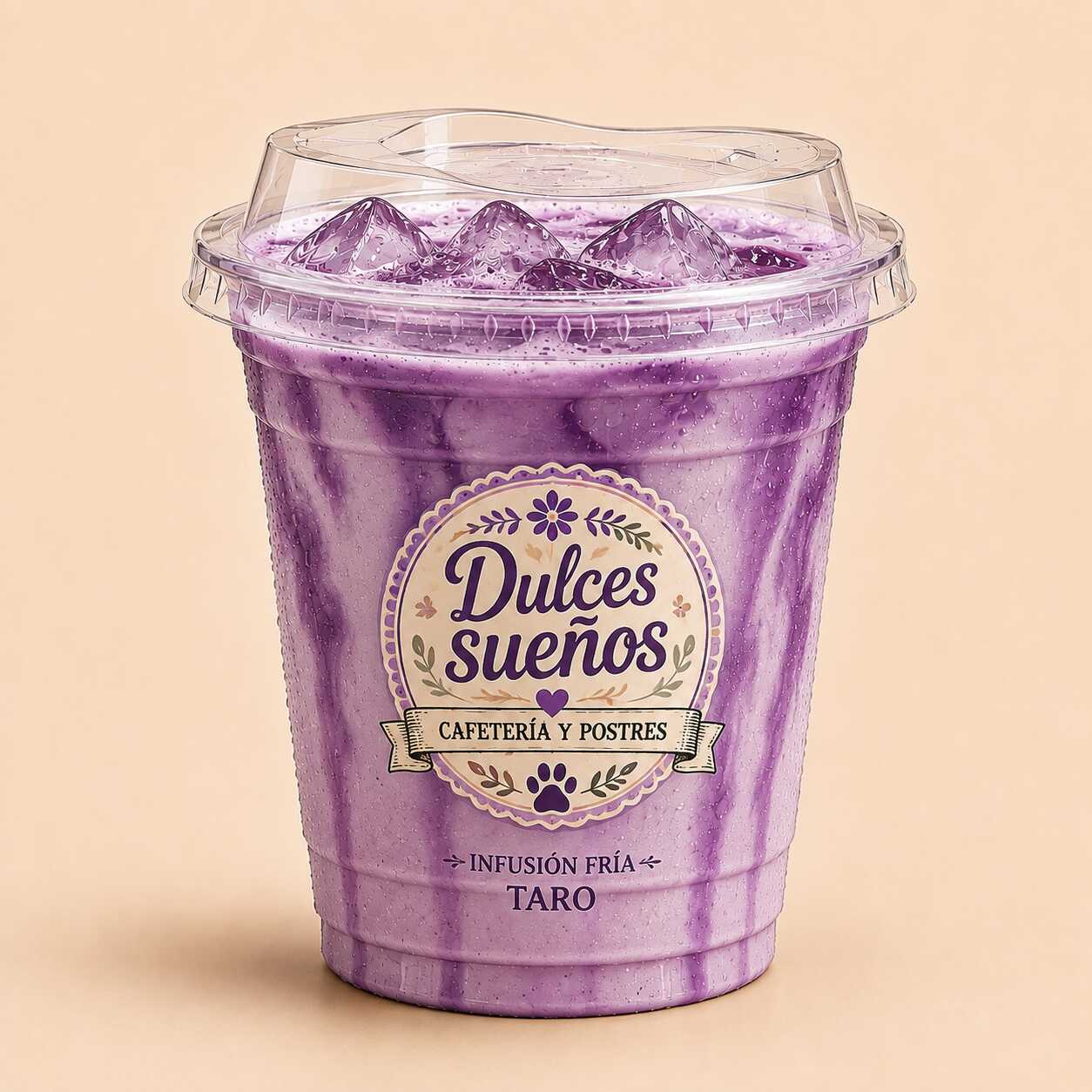 Taro latte helado