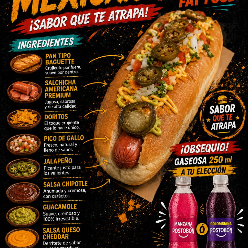 PERRO MEXICANO + GASEOSA 250 ML