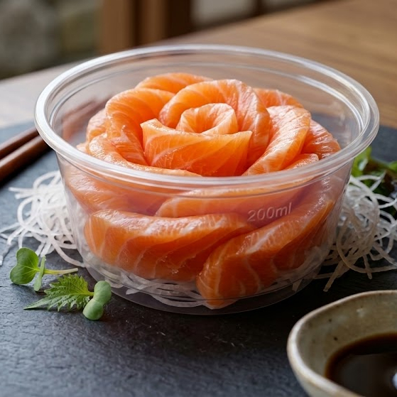 10 fatias de sashimi salmão