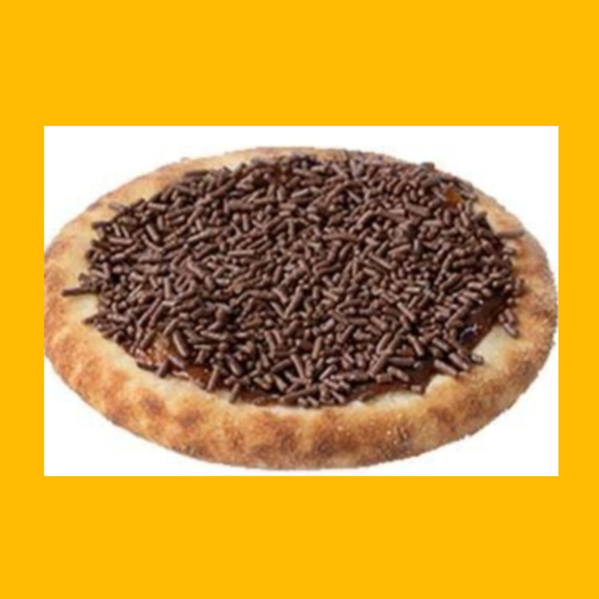 muçarela, chocolate e granulado