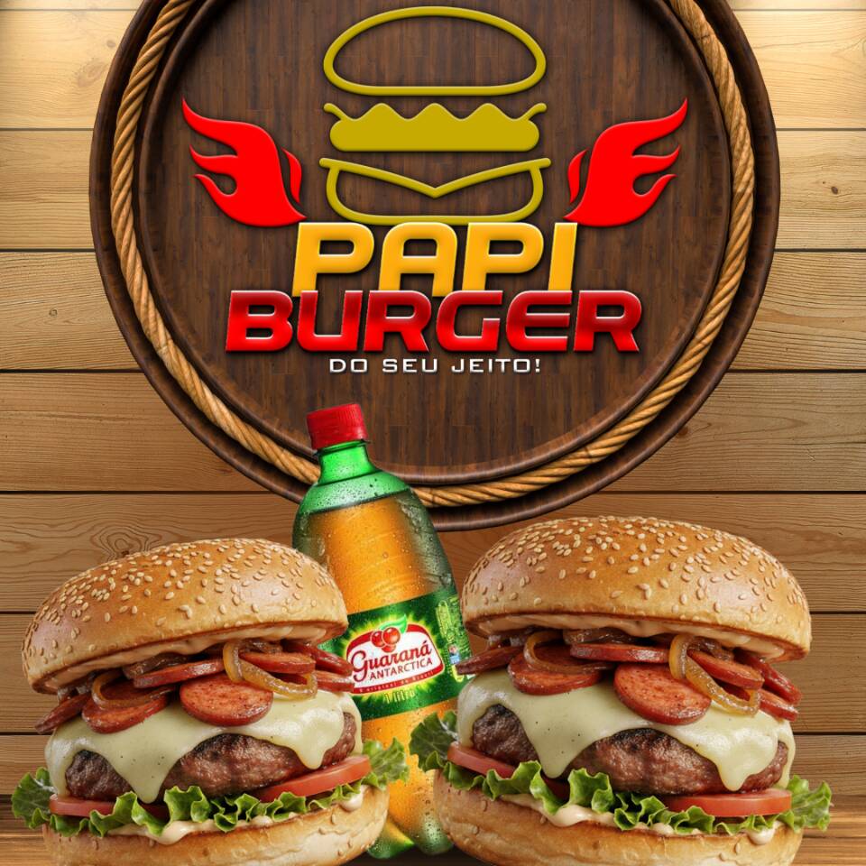 2Papi calabresa acebolada feito no pão massa de batata 100g de carne bovina fatia de queijos cheddar fatia de calabresa acebolada puxado na chapa deixando um sabor incrível mix de salada alface e tomate com molho especial da casa mais Refrigerante de 1L