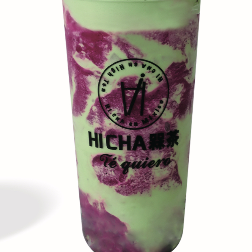 36 dragón fruit y lichi con crema matcha (G)