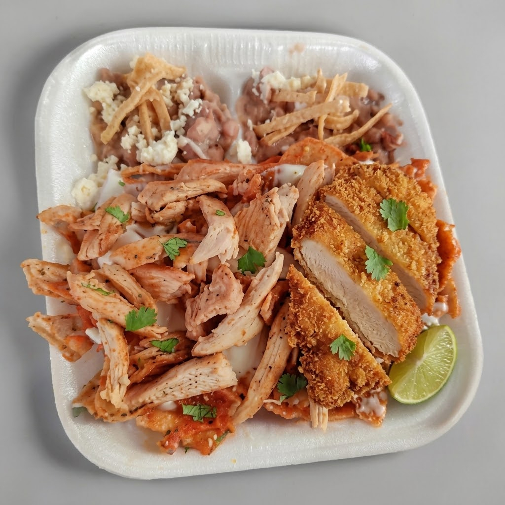 Chilaquiles con Milanesa de Res o Pollo