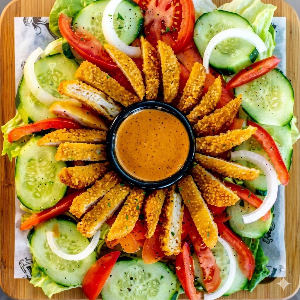ENSALADA DE POLLO EMPANIZADO