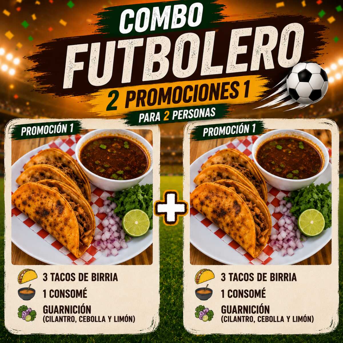 Combo Futbolero 6 Tacos Estilo Tijuana