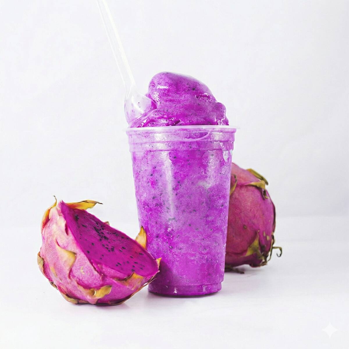 Um delicioso e refrescante creme de pitaya, feito com ingredientes frescos e naturais. A pitaya é uma fruta exótica que é rica em vitaminas, minerais e antioxidantes.