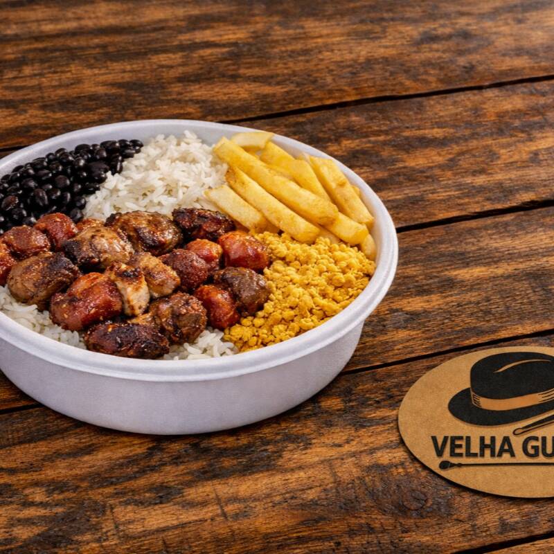 Acompanha: Arroz, Feijão, Farofa é Fritas