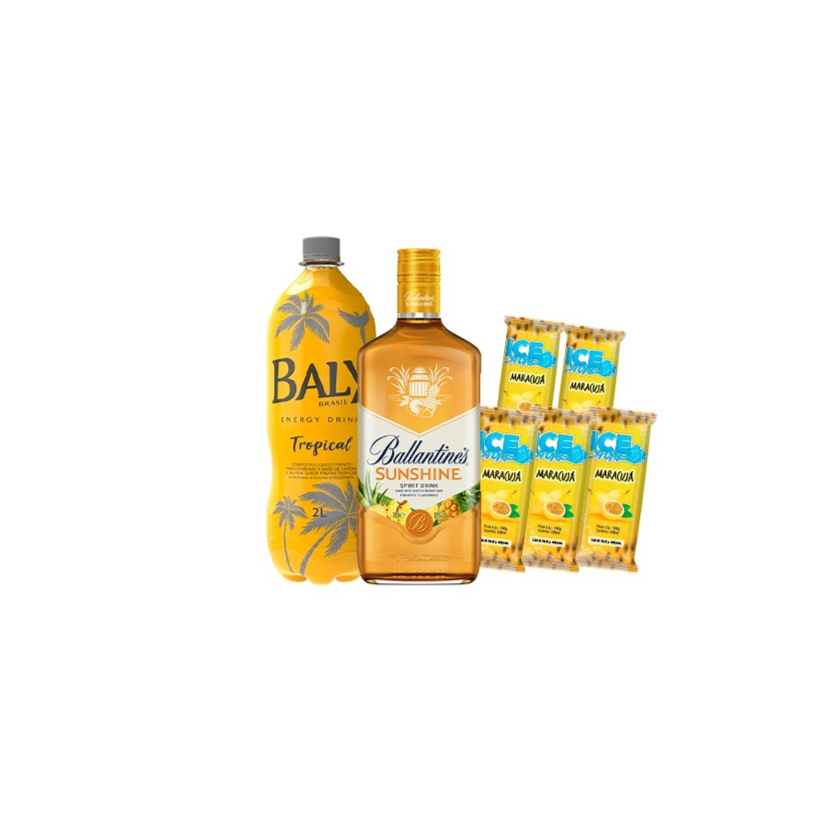1 BALLANTINES SUNSHINE 700ML1 ENERGETICO BALY TROPICAL 2L QUENTE 1 5 ICE STONE MARACUJA