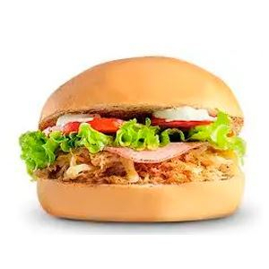 Pão com gergelim, frango (100gr), ovo, queijo, tomate e molhos.