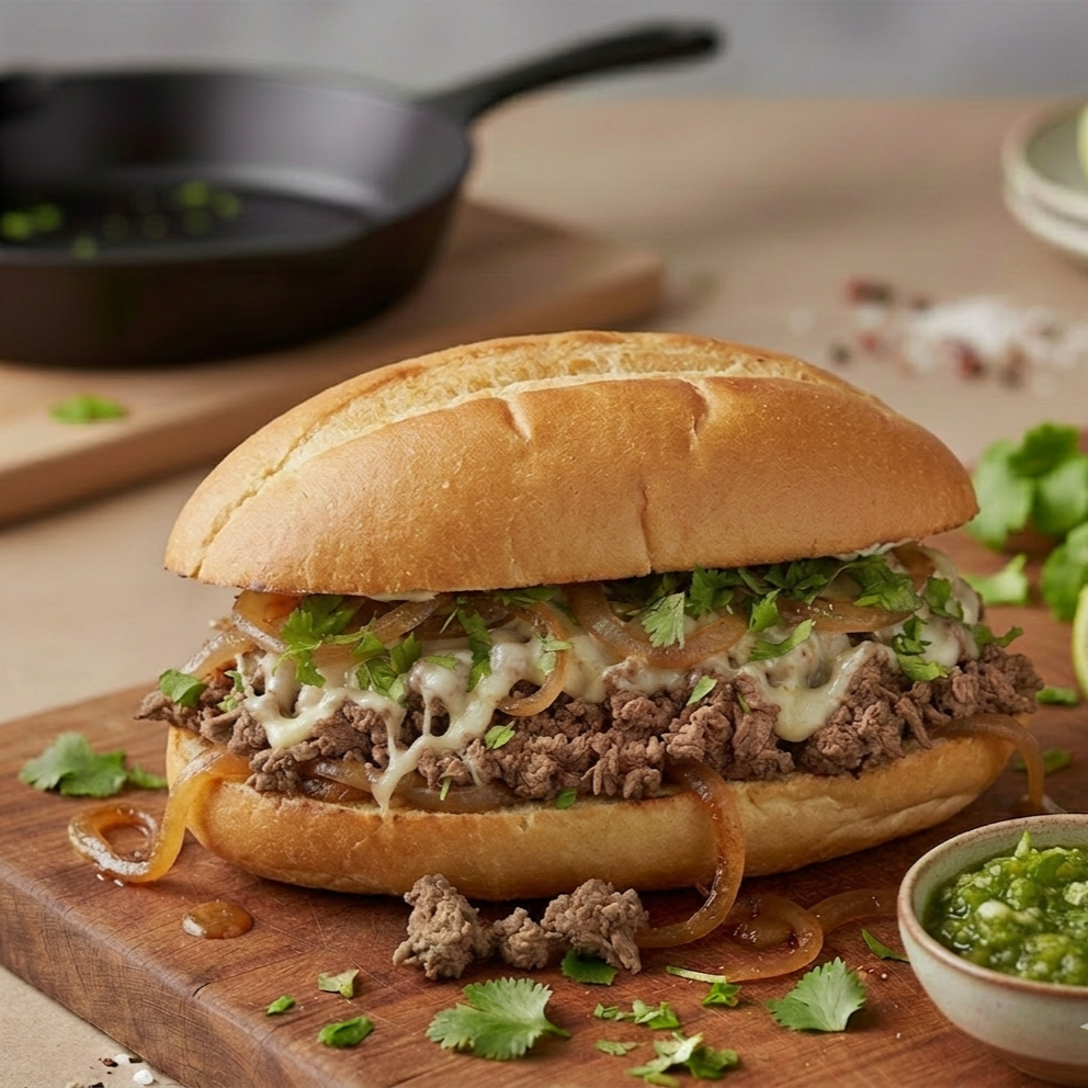 Torta De Bistec con Queso Mozzarella