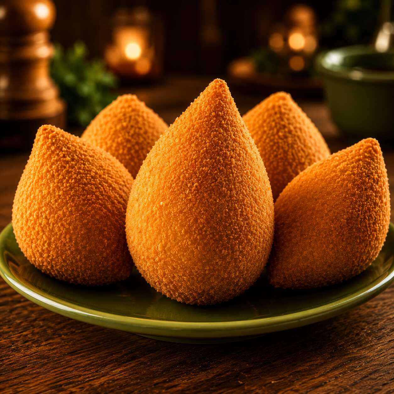 Coxinha quentinha e frita na hora, recheio farto de frango. Aquele sabor que conquista!