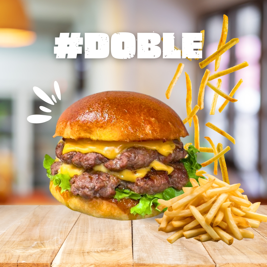 Hamburguesa Doble Con Papas