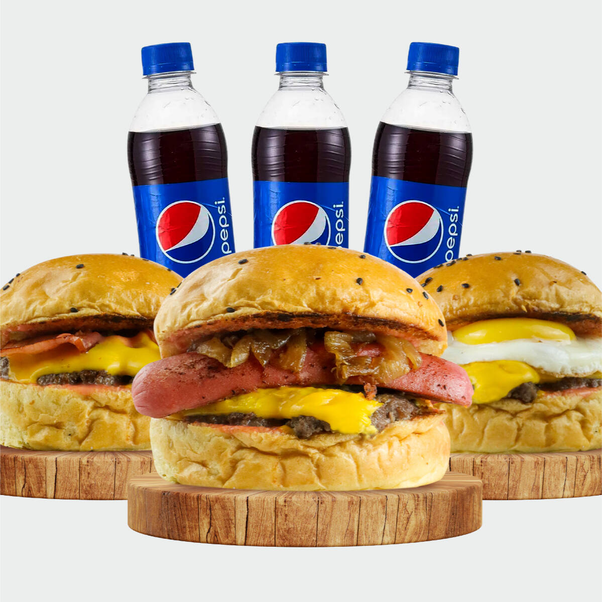 3 Hamburguesas + 3 Gaseosas
