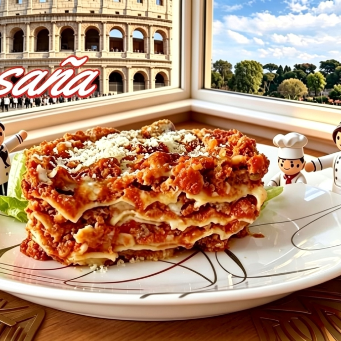 Lasaña de Carne con Guarnición
