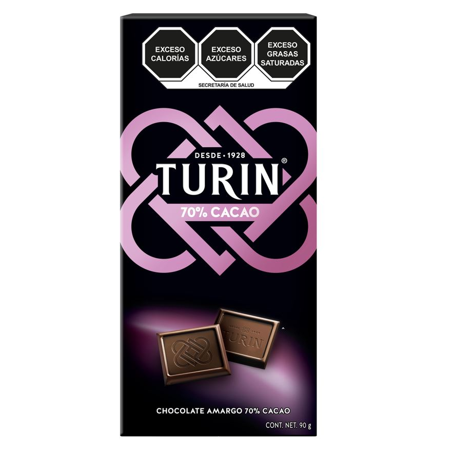 Turin Chocolate 70% Cacao Tablilla 90 G