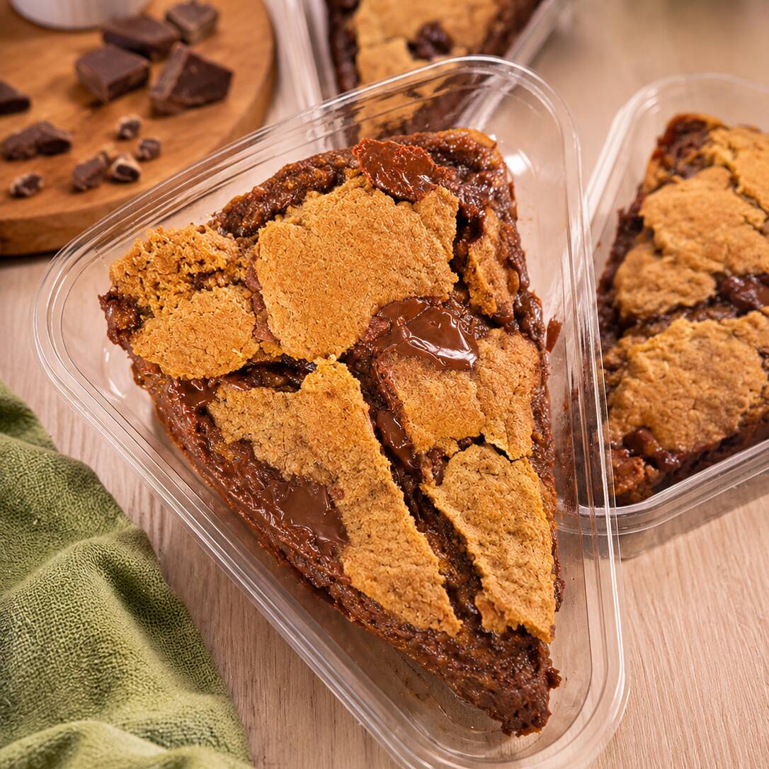 Torta feita com massa de cookies com gotinhas de chocolate recheada de nutella (a marca nutella mesmoo)