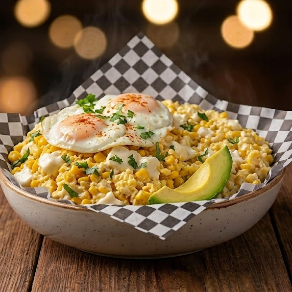 Huevos con Mazorca y Queso