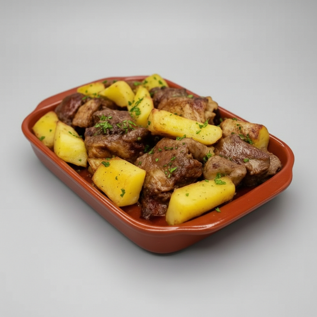 Marmita acompanha arroz, feijao, farofa, couv