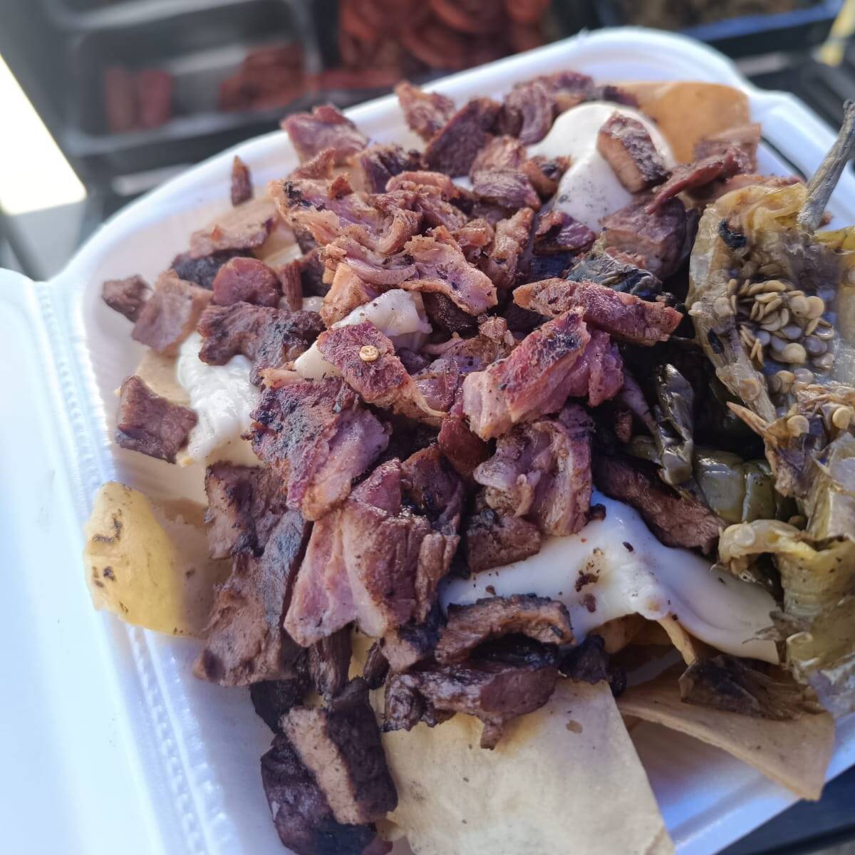 Nachos con Arrachera y Queso