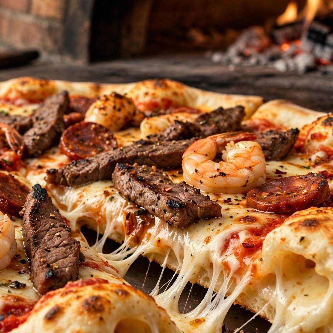 Pizza 3 Carnes Finas (Orilla Rellena)