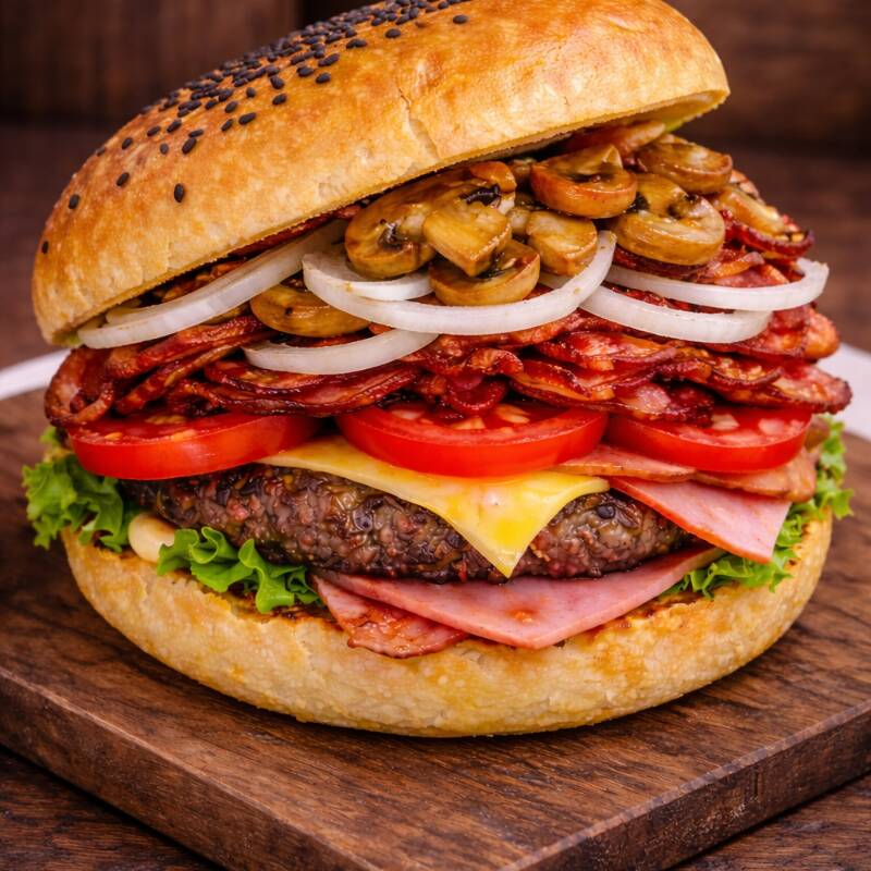 Hamburguesa con Champiñónes