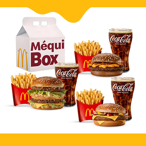 São 3 Mcofertas para você compartilhar com quem preferir #Méquinosofá. Escolha 3 (três) sanduíches entre as opções: Big Mac, Cheddar McMelt ou Quarterão com Queijo 3 (três) McFritas Médias e 3 (três) bebidas. Imagem Meramente Ilustrativa.