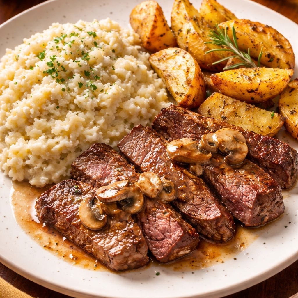 Piamontese com Alcatra, batata Rústica, Salada