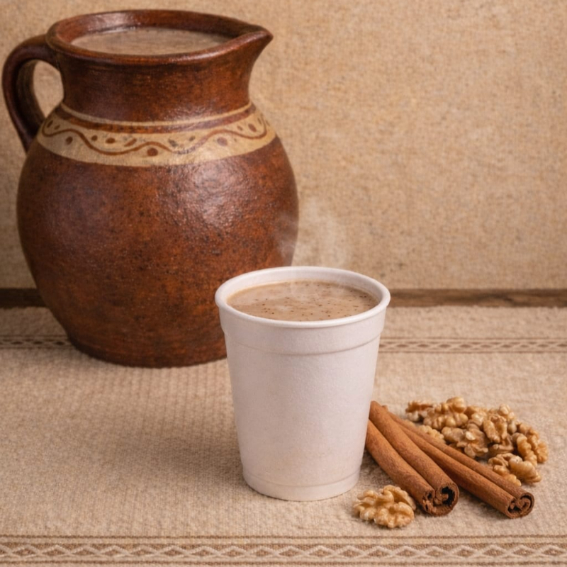 Vaso de 10 Oz de Atole de Nuez