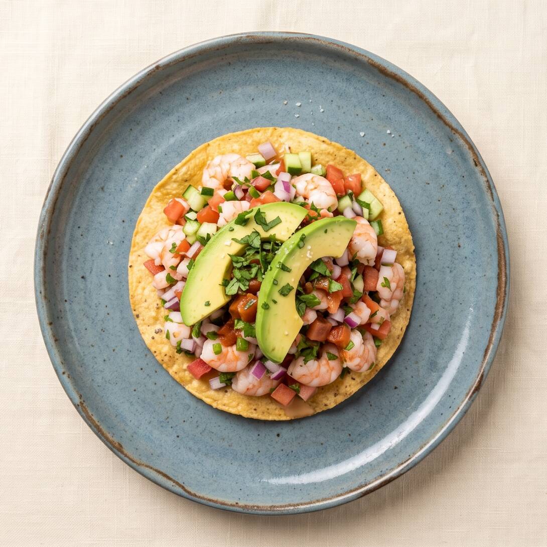 Tostada Ceviche Camarón