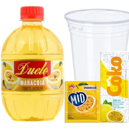Corote de Maracujá + Suco Mid De maracujá + Gelo de Maracujá