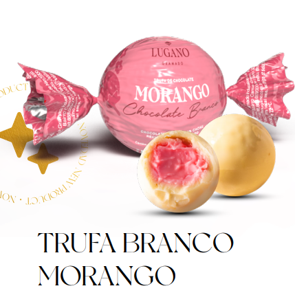 Trufa de chocolate branco com recheio de morango 14g