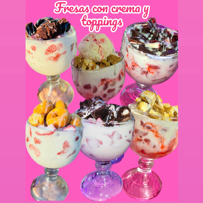 Fresas con Crema y Toppings 1/2 L