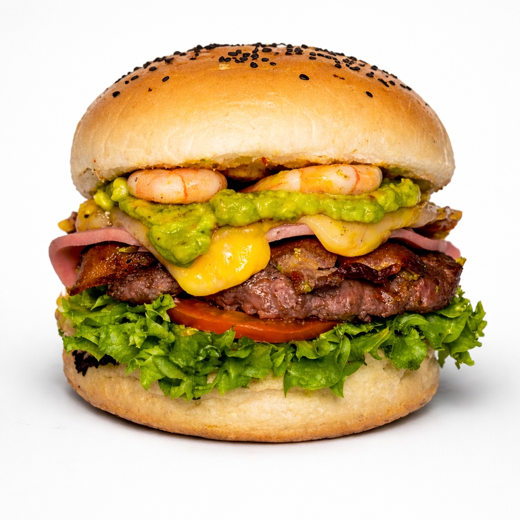 Hamburguesa Mar & Tierra con Papas