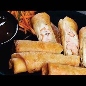 5 Primavera Rolls con Philadelfia y Camarón.