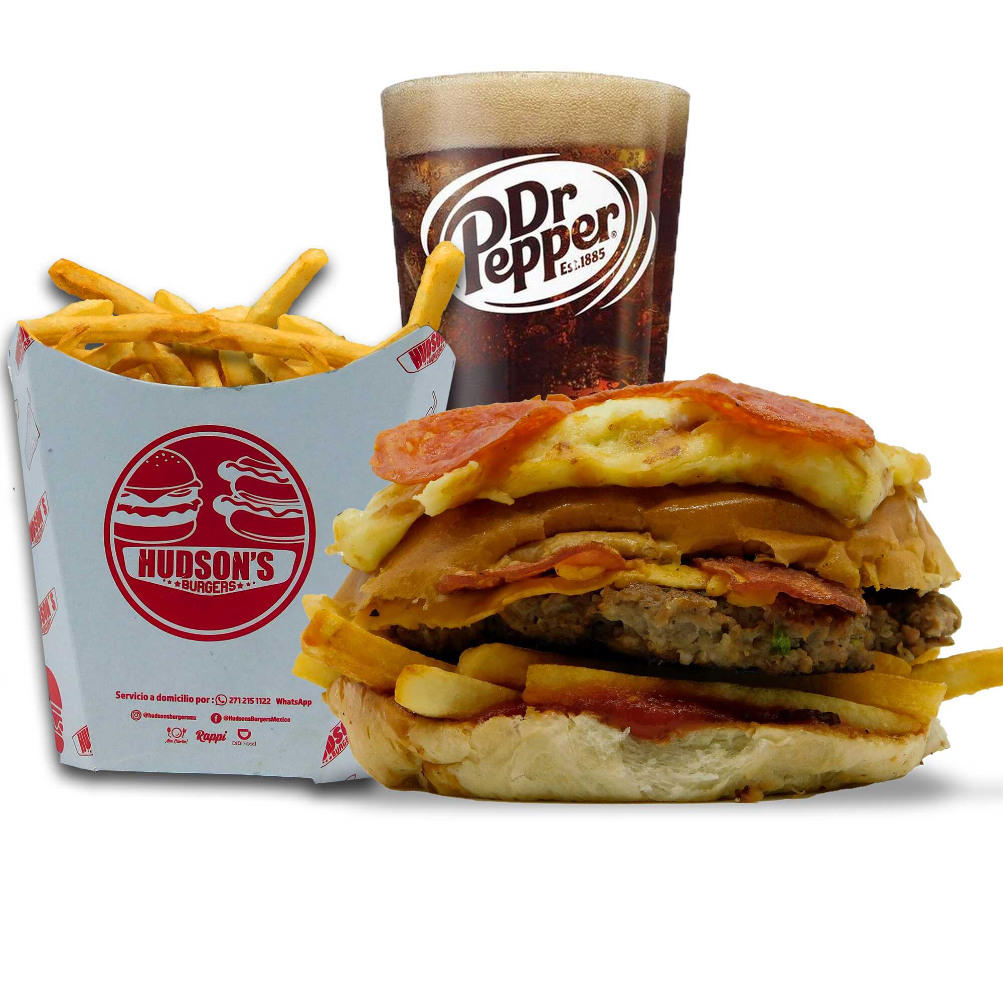 Combo-Pizza Burger+Papas+Dr Pepper Cream Soda