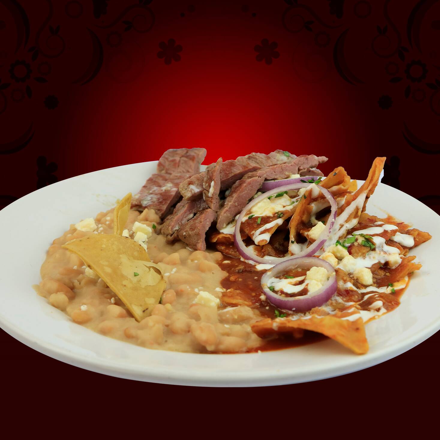 Chilaquiles con Arrachera