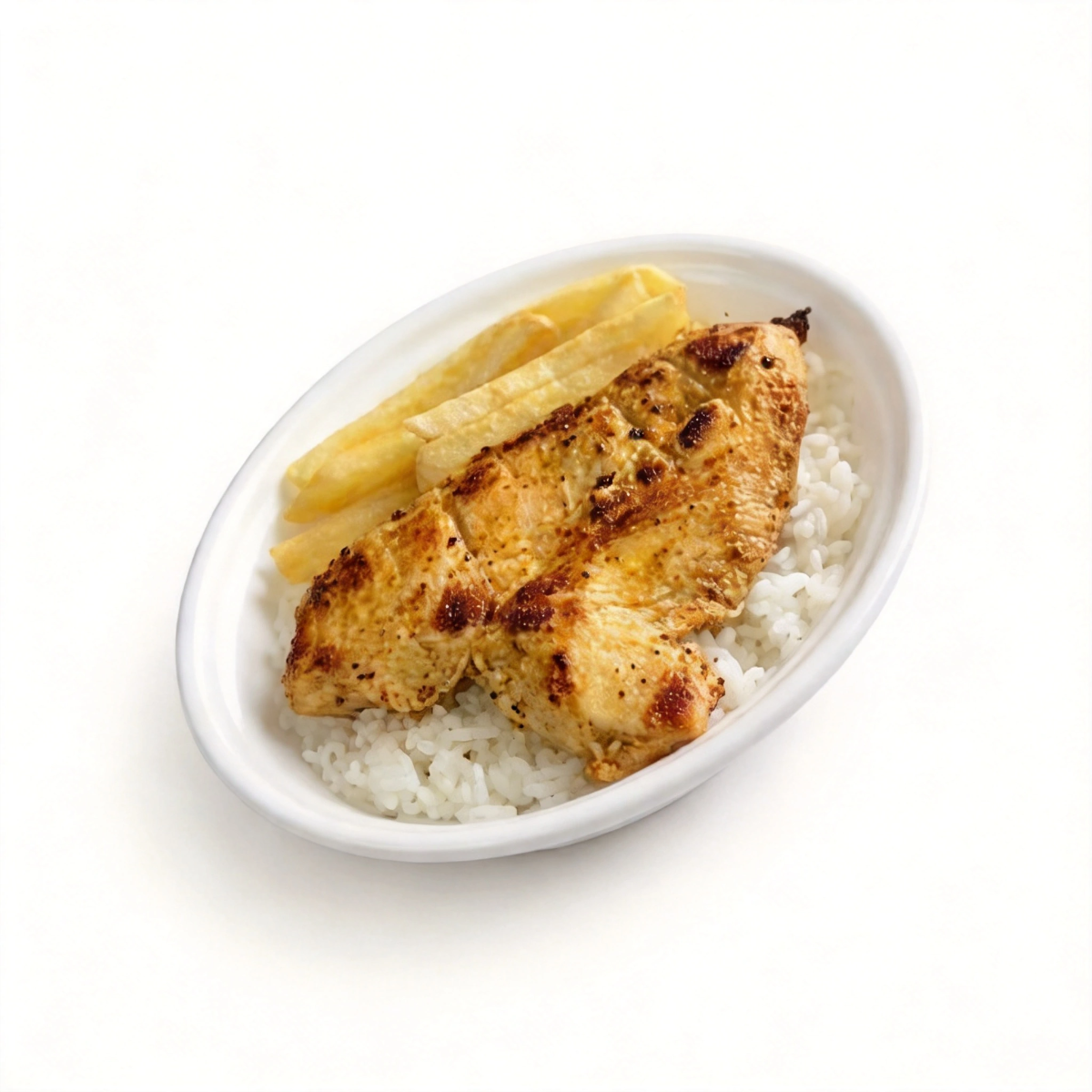 Arroz,feijão,file de peito grelhado batata frita