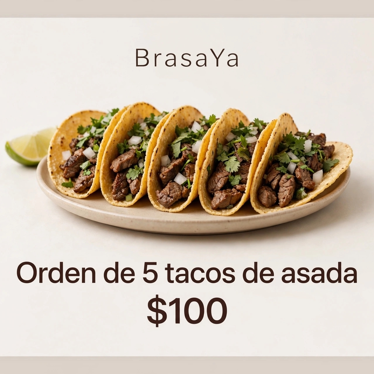 Orden de 5 Tacos de Asada