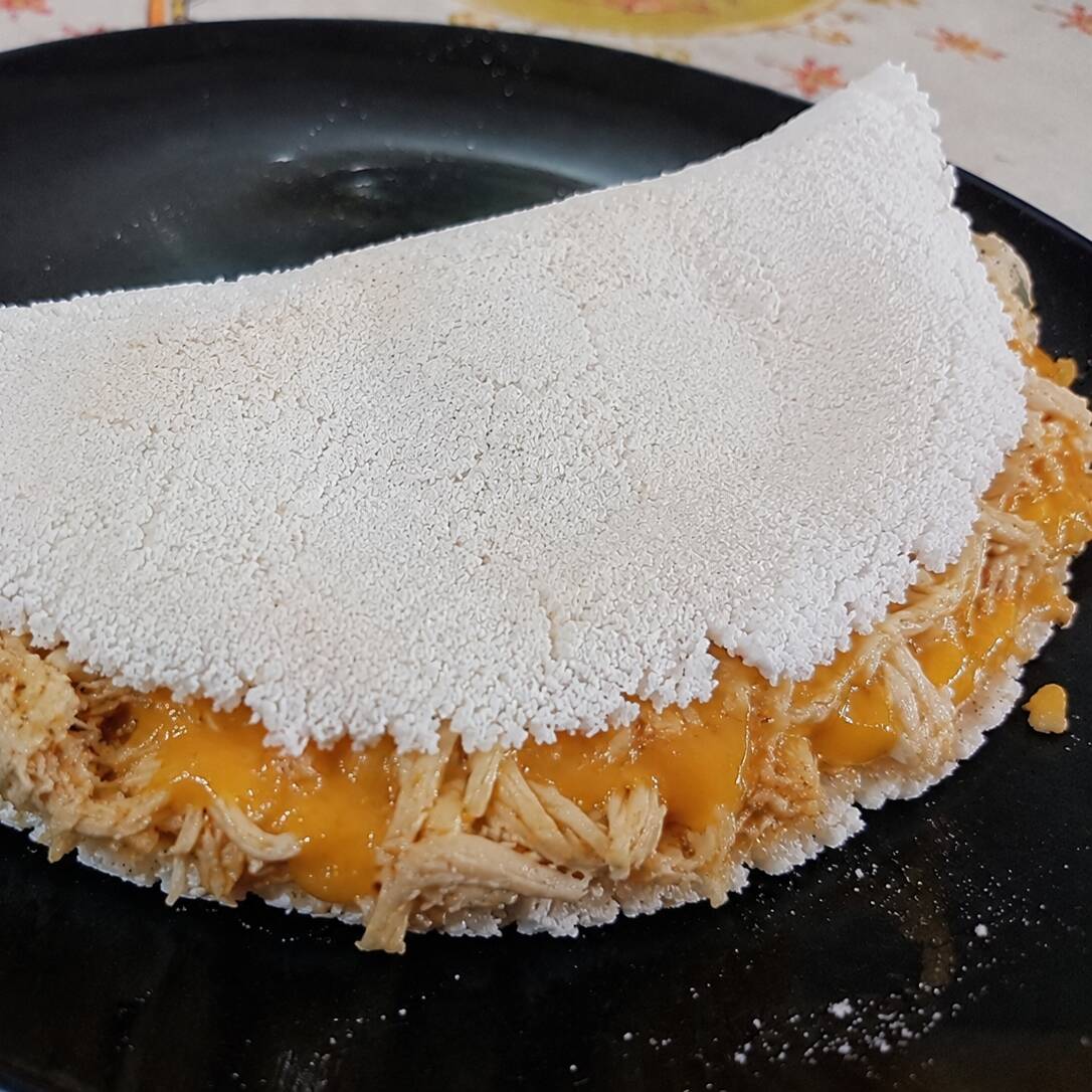 tapioca de frango desfiado e cheddar cremoso *-*