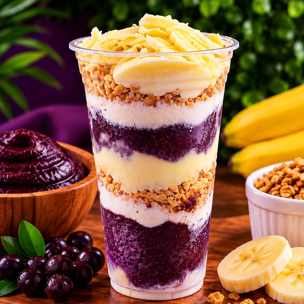 Cremoso, bem gelado e preparado com açaí de qualidade, ele é perfeito para montar do seu jeito, com os acompanhamentos que você mais gosta.
