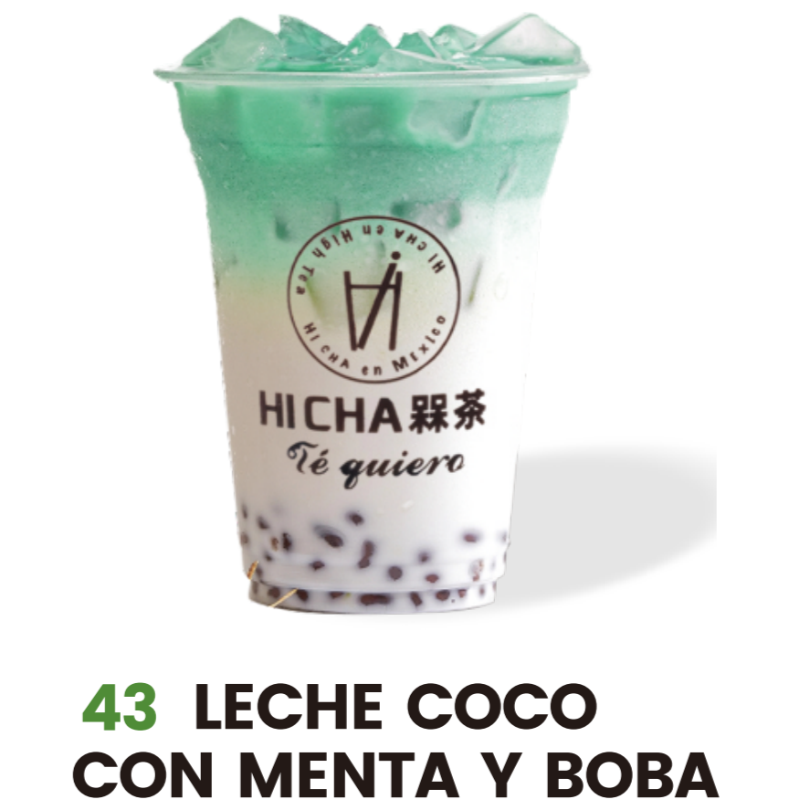 43 LECHE COCO CON MENTA Y BOBA