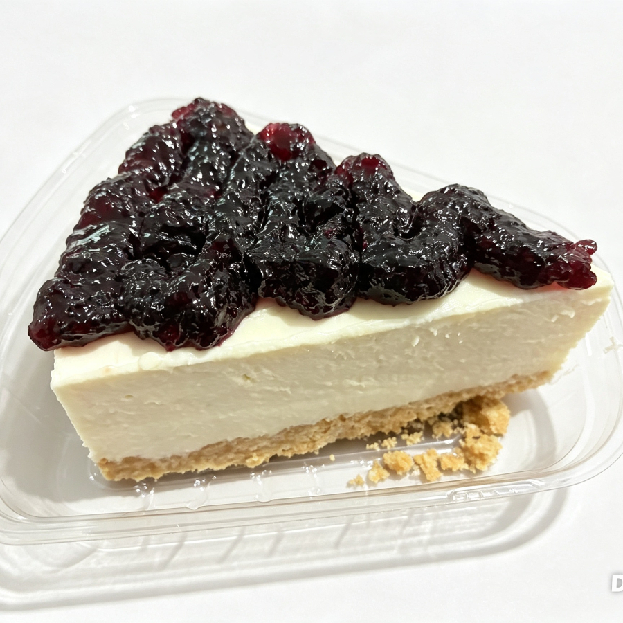 Porcion cheesecake con topping blueberry