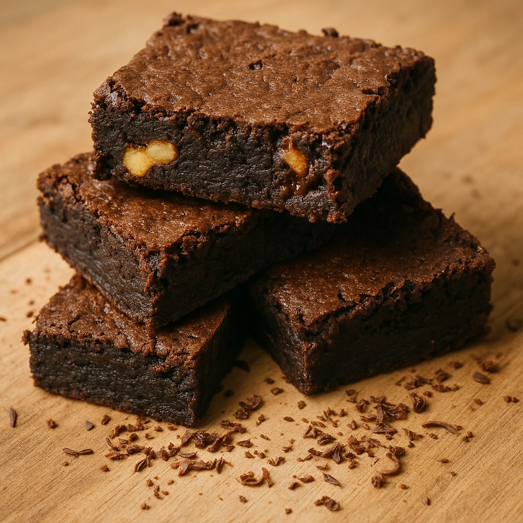 Brownie macio, úmido e com aroma marcante de cacau. Preparado com mix premium de farinhas nutritivas e adoçado com açúcar de coco. Uma experiência intensa, sem açúcar refinado, sem trigo, sem ovos e sem lácteos e vegano.