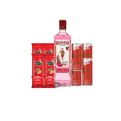 4 gelo de coco morango + 4 red bull melancia