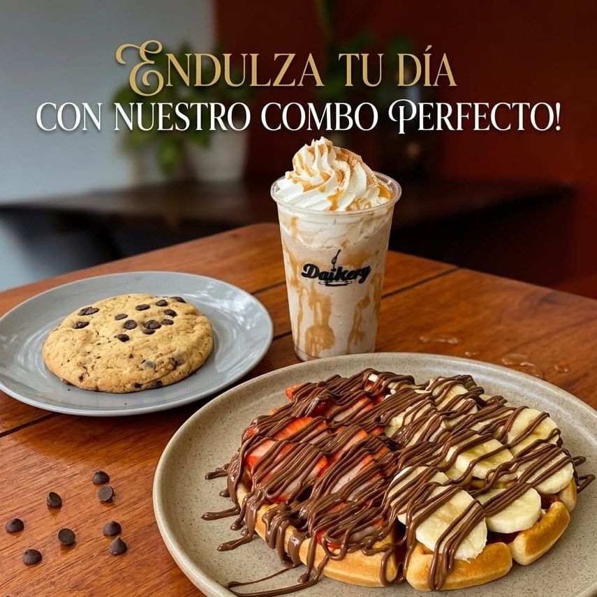 Combo frappé + waffle + galleta