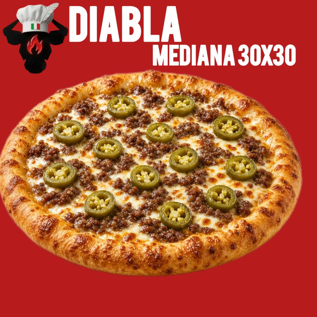 PIZZA MEDIANA 30X30 DIABLA PICANTE
