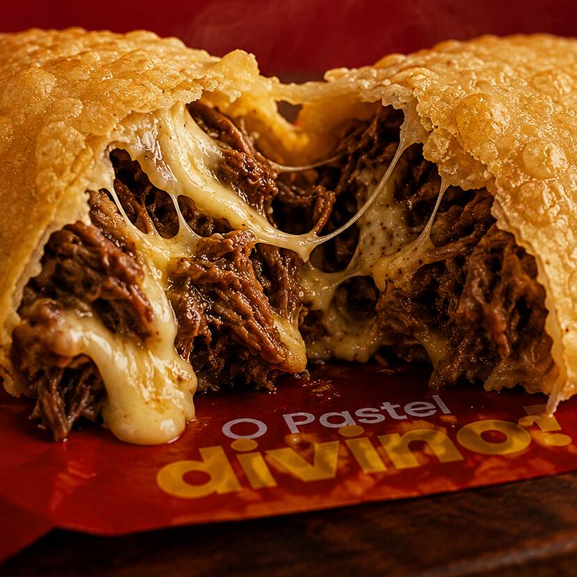 Costela desfiada com queijo mussarela