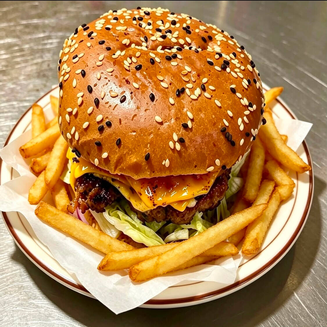 Combo Hamburguesa con Papas y bebida de litro