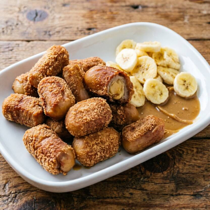 Nosso Churros de Banoffe promete despertar seu paladar. Trata-se de uma massa de banana deliciosa e crocante, cuidadosamente frita até atingir o ponto perfeito de douramento. O recheio é generoso, feito com um doce de leite cremoso e irresistível. Para finalizar, uma saborosa combinação de açúcar e canela é polvilhada por cima, acentuando ainda mais o sabor e criando uma experiência gastronômica inesquecível. Este é o prato ideal para quem aprecia uma sobremesa clássica, mas com um toque especial e cheio de sabor.