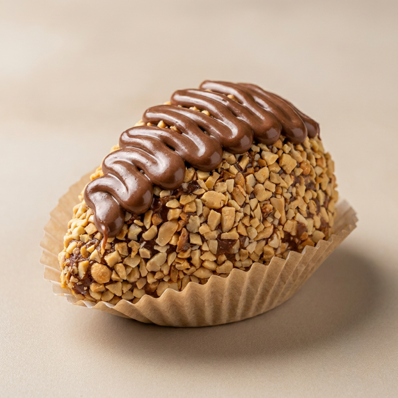 Coxinha doce estilo Ferrero Rocher. Um suculento brigadeiro com morango, crocantes e Nutella. Super gostoso!